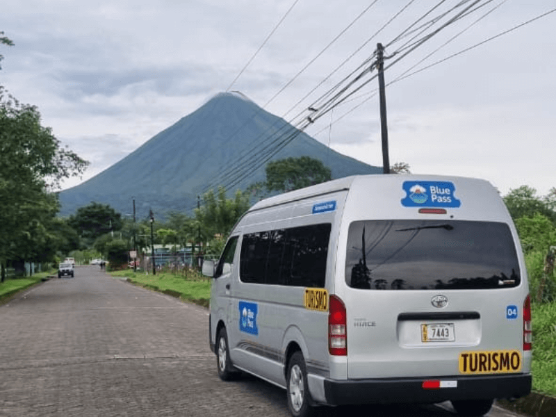 Jeep or van transfer to Arenal Volcano during the La Fortuna to Monteverde lake crossing.
