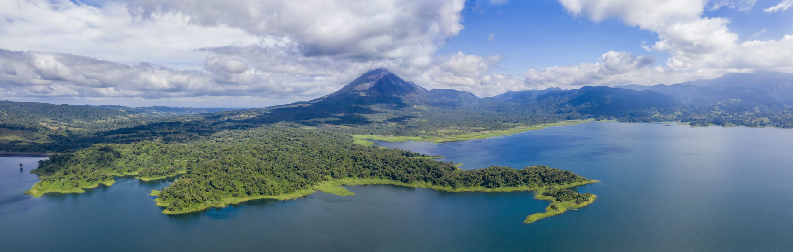Panoramic view of beautiful Lake Arenal Costa Rica.